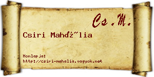 Csiri Mahália névjegykártya